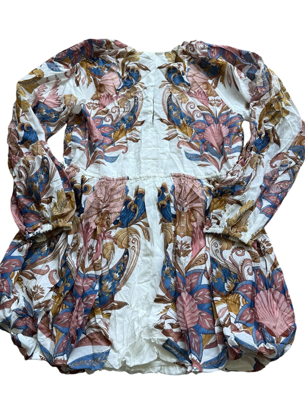 Farm Rio Sea Garden Off White Mini Bubble Dress Balloon Sleeve L NWT $298 Boho - Picture 16 of 16